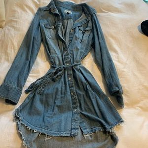 Button up Jean dress with a tie